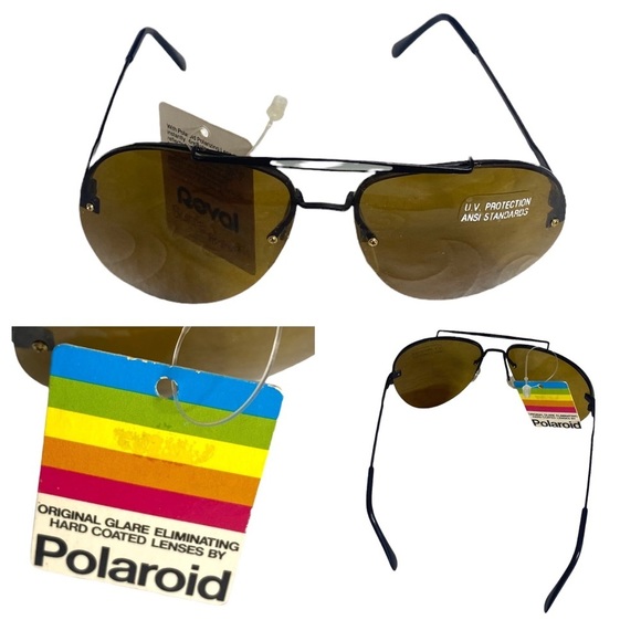 Polaroid Accessories - Polaroid Royal Vintage Sunglasses Black Aviator Polarizing UV Glare NEW